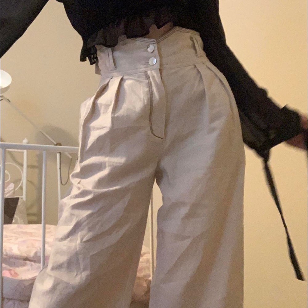 urban outfitters house of sunny wide leg high waisted linen pants